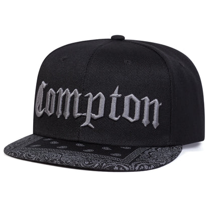 Unisex COMPTON Letter Embroidery Baseball Hats Snapback Caps