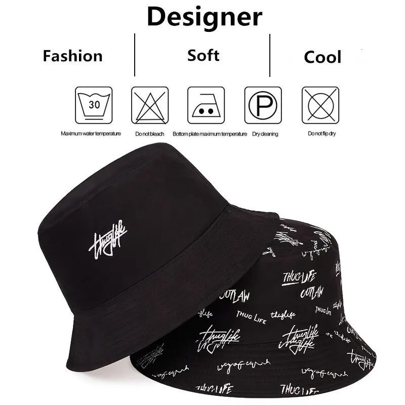 Unisex Letter Embroidery Printing Personality Bucket Hats Fishermen Caps Sunscreen Hat