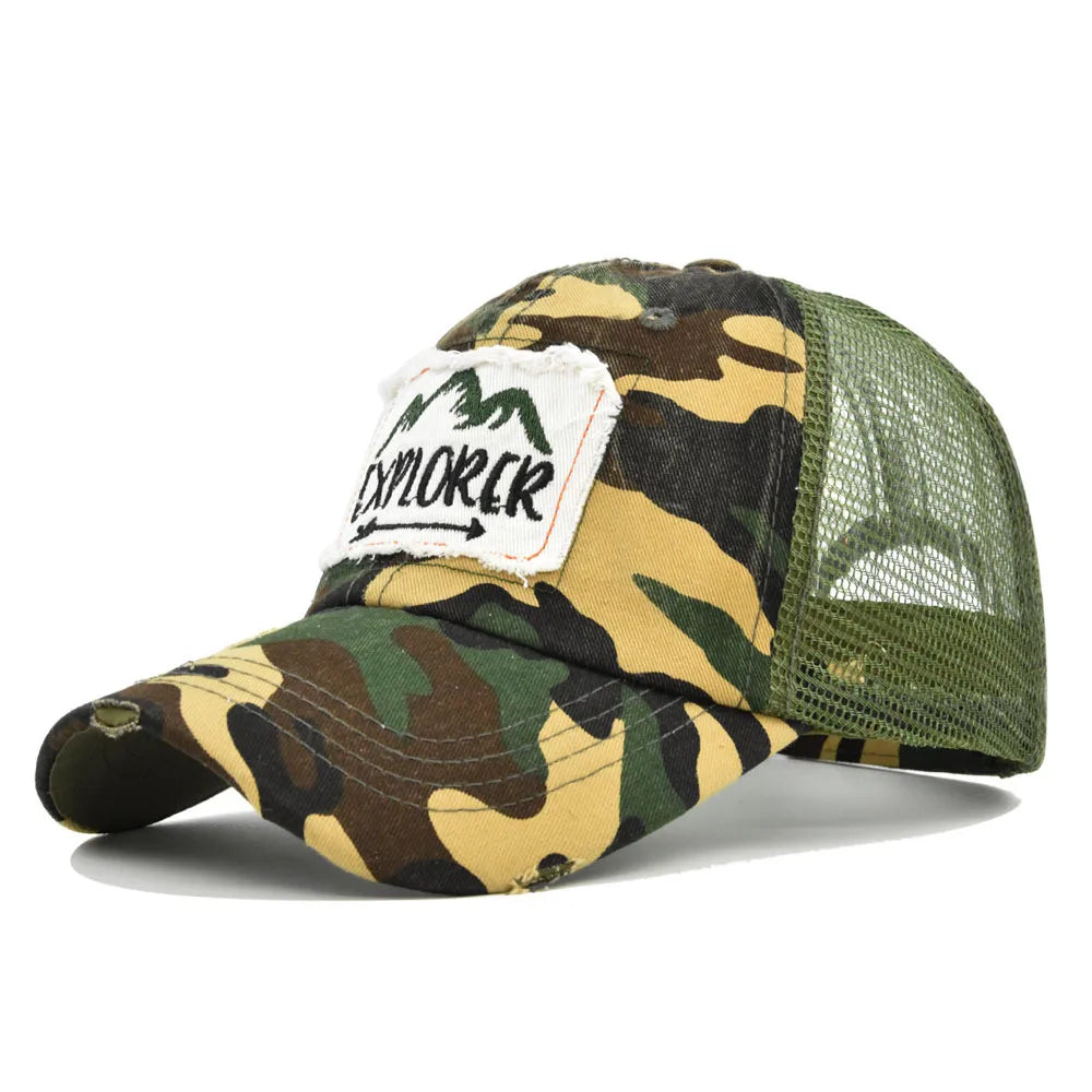 Cloth Embroidered Cap With Large Letters Embroidered Explorer Baseball Cap
