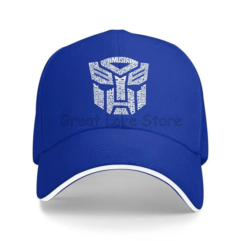 White Transformer Autobots Film Print Baseball Cap Sandwich Hats Men Women