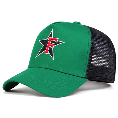Unisex F Letter Pentagram Embroidery Baseball Caps