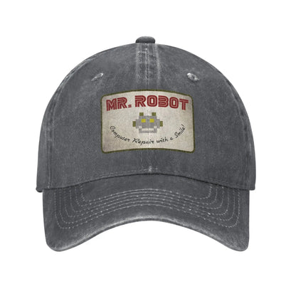 10 Styles Computer with Sourires Anime Funny Mr Robot Retro Cowboy Washed Baseball Caps