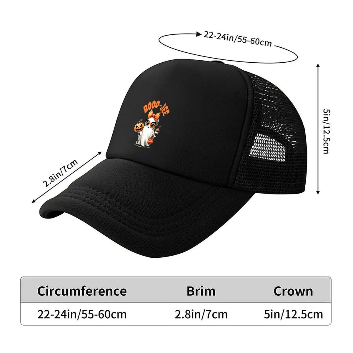 Breathable Halloween Booo - Jee Ghost Pumpkin Baseball Cap