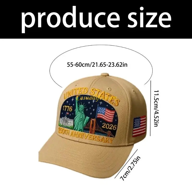 American Anniversary Hat Breathable Baseball Cap Lightweight Fabric