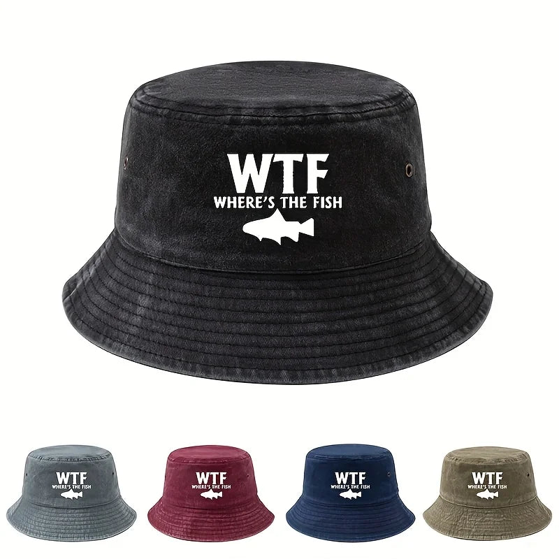 WHERE'S THE FISH Print Bucket Hat.