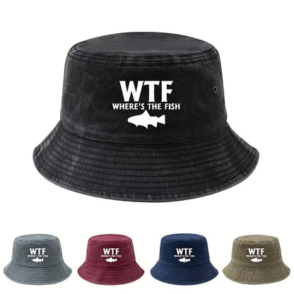 WHERE'S THE FISH Print Bucket Hat.