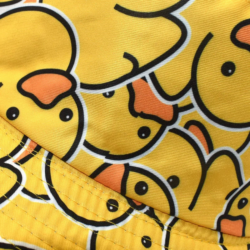Four Seasons New Yellow Duck Double Sided Printed Bucket Hat For Couples