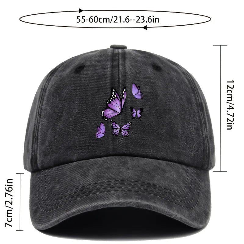 New Simple Versatile Butterfly Print Baseball Cap