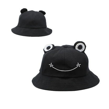 Cute Breathable Frog Bucket Hats Parent-Child with Big Eyes Sun Shading Caps