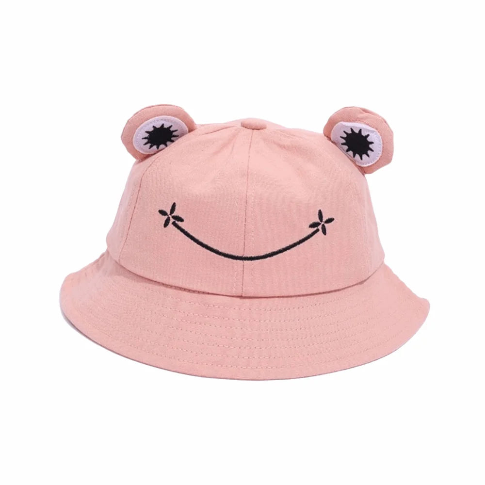 New Breathable Frog Bucket Hats Parent-Child with Big Eyes Sun Shading Cap