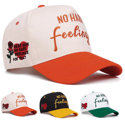 NO HARD Letter Rose Embroidery Baseball Caps