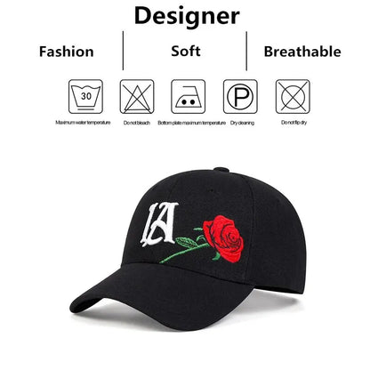 Unisex LA Rose Embroidery Baseball Caps Spring and Autumn Outdoor
