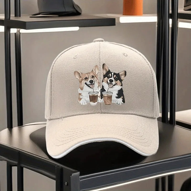 Corgi Coffee Couple Baseball Cap