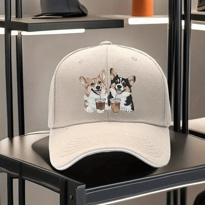 Corgi Coffee Couple Baseball Cap