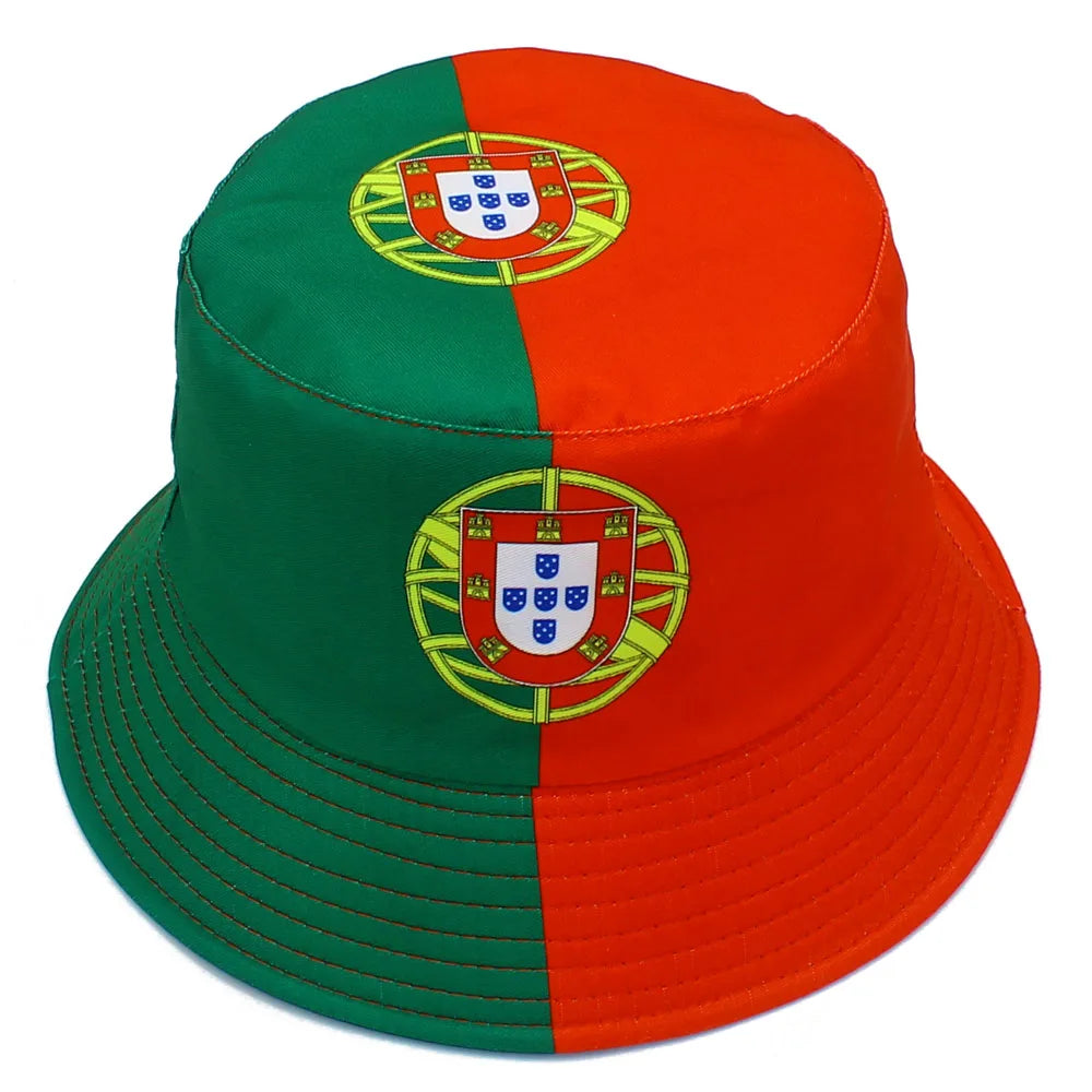 Bucket Hats Double-Sided Wearable Fishing Cap Portugal Flag