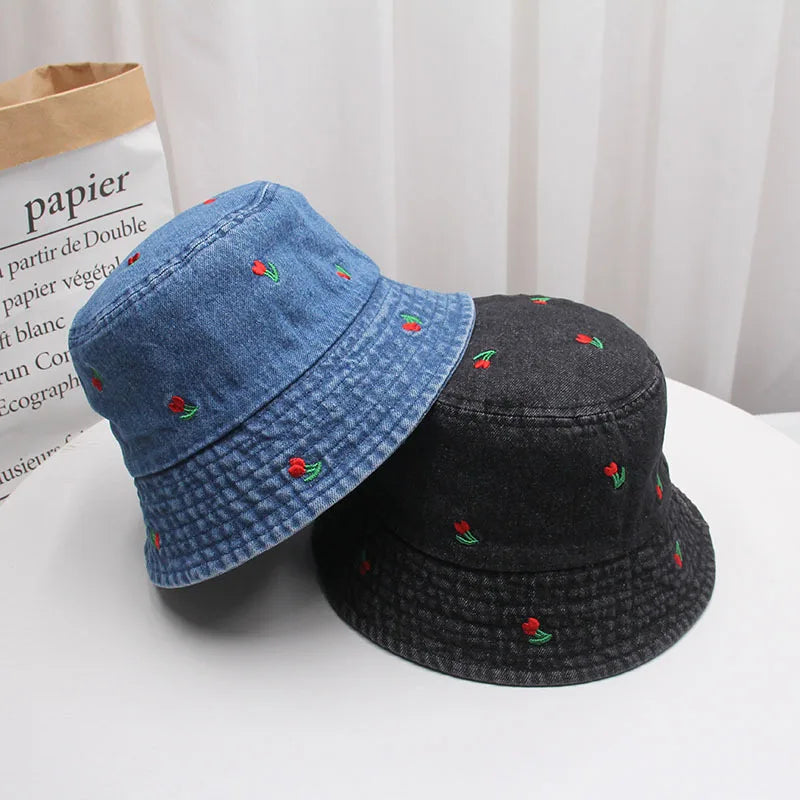 New Summer Washed Denim Bucket Hats