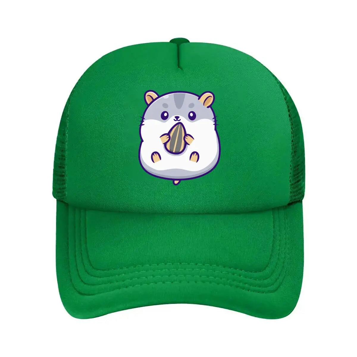Cute Hamster Holding Sunflower Seed Cartoon Mesh Baseball Cap