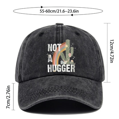 Rainbow and Cactus "Not a Hugger" Print Baseball Cap