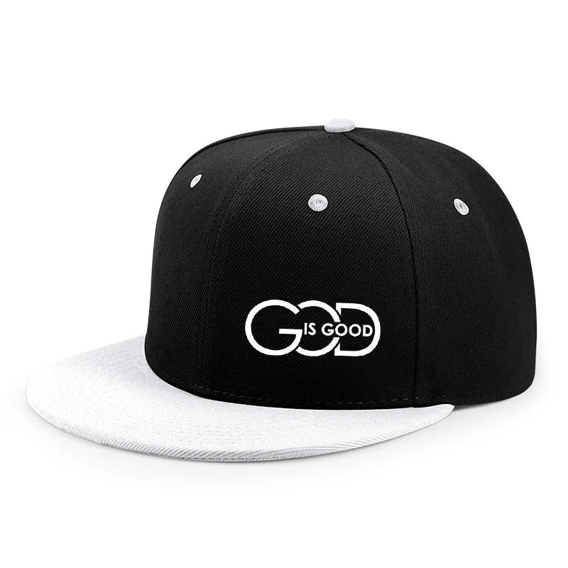 Unisex Adjustable Snapback Cap Street Flat Brim Hat Printed GOD IS GOOD