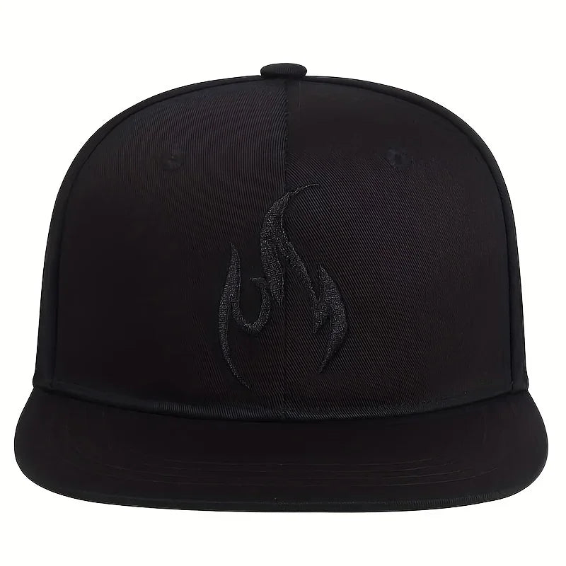 Unisex Flame Embroidery Hip-hop Hats Snapback Cap Spring Autumn