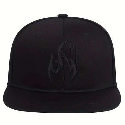 Unisex Flame Embroidery Hip-hop Hats Snapback Cap Spring Autumn