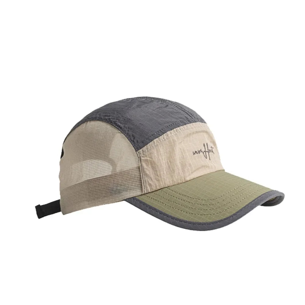 Fashion Plaid Thin Sun Cap Quick-drying Letter Embroidery Sports Running Cap Baseball Cap