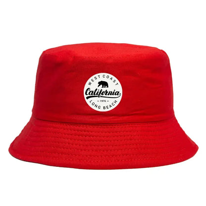 Summer 1976 California Long Beach Print Bucket Hat Woman Man Panama Hat Unisex Travel Sun Fisherman Cap