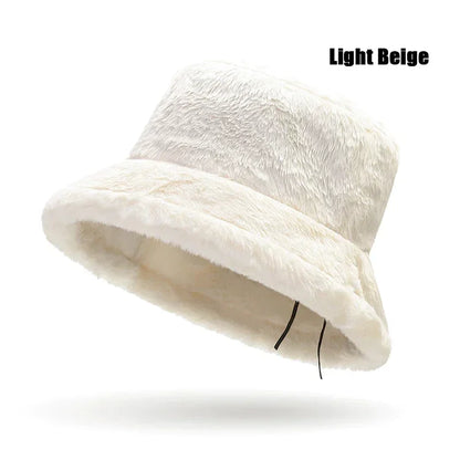 New Autumn and Winter Lady Thick Warm Skin-Friendly Soft Plush Bucket Hat Leopard Print Bucket Hat