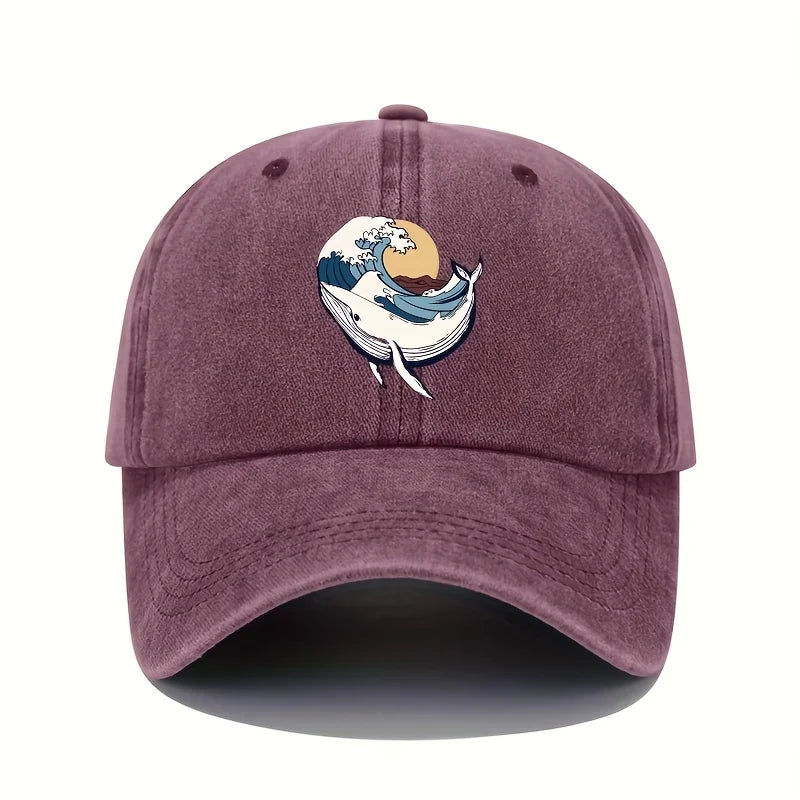 Adjustable Baseball Caps With Surfing And Wave patterns For Both Men And Women