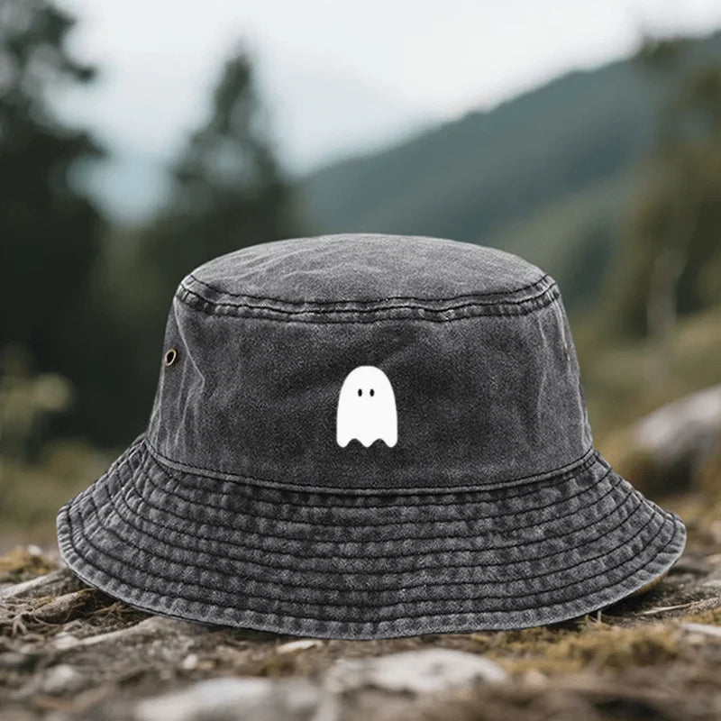 This Adjustable Hat Features a "White " Design Bucket Hat