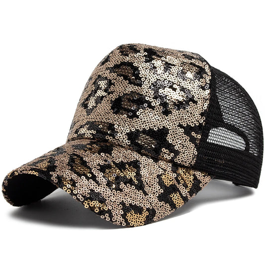 Baseball Cap Summer Mesh Hat Fashion Leopard Spangle Design Hats