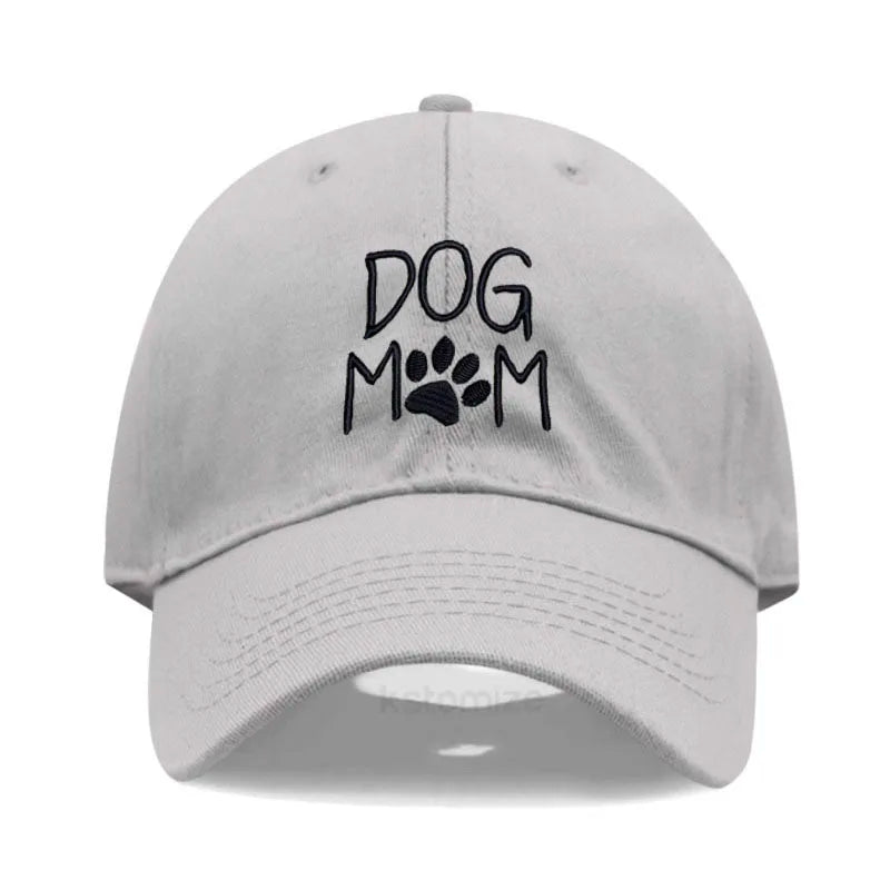 Vintage Washed Cotton DoG MOM Embroidery Baseball Cap For Men Women