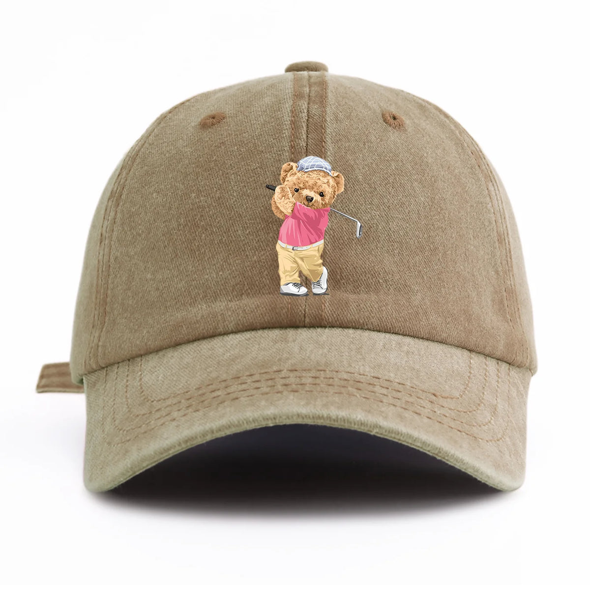 Golf Bear Graphic Print Baseball Cap