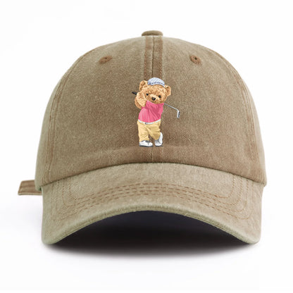 Golf Bear Graphic Print Baseball Cap