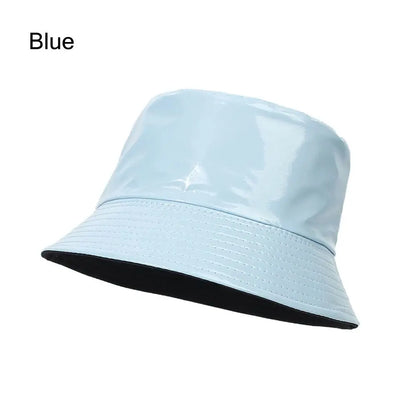 Unisex Reversible Climbing PU Leather Fishing Hat Sun Hat Bucket Hat