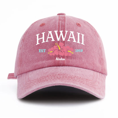 HAWAII Print Washed Baseball Cap For Adults