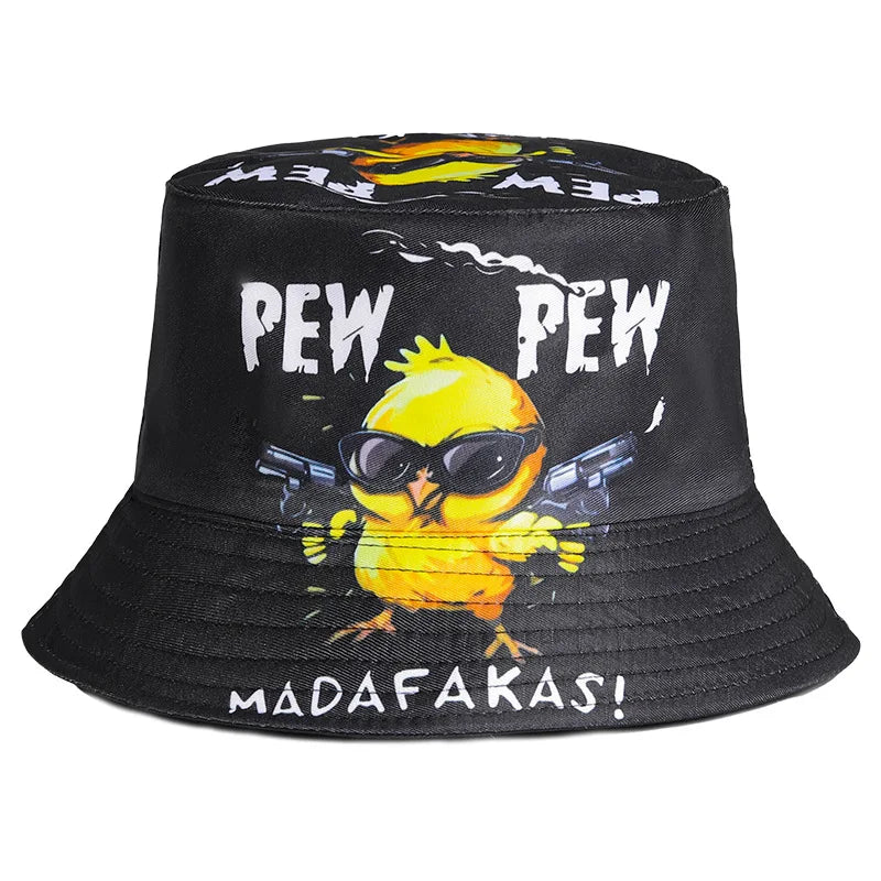 Rock Street Style Duck Chicken Letter Beer Bucket Hat