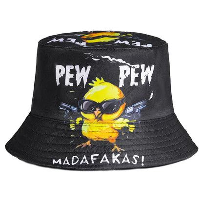 Rock Street Style Duck Chicken Letter Beer Bucket Hat