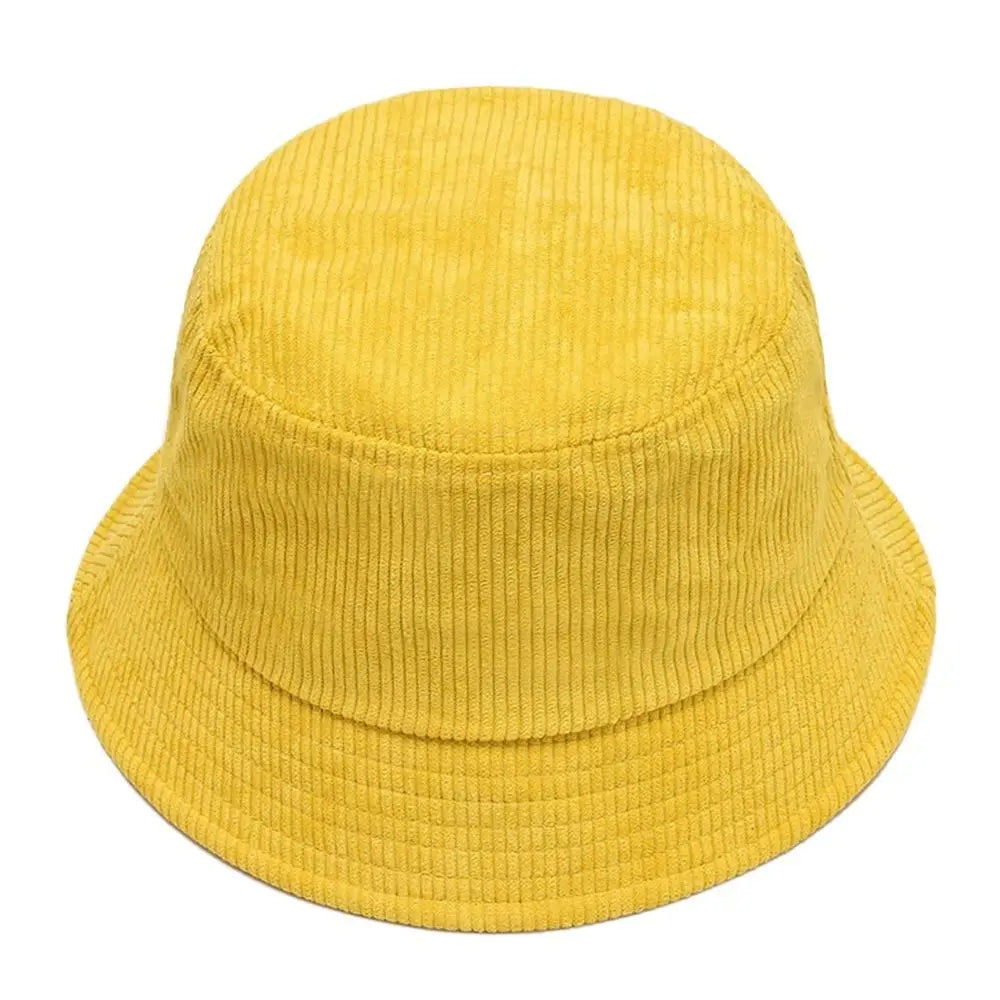 High Quality Corduroy Bucket Hat Casual Solid Color Foldable Fisherman