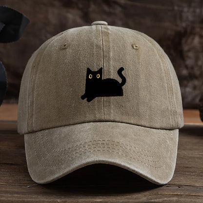 Black Cat Printed Baseball Cap