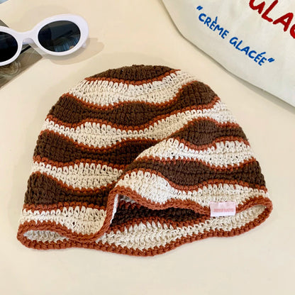 Fashion Colorful Gradient Stripe Woolen Hat Women's