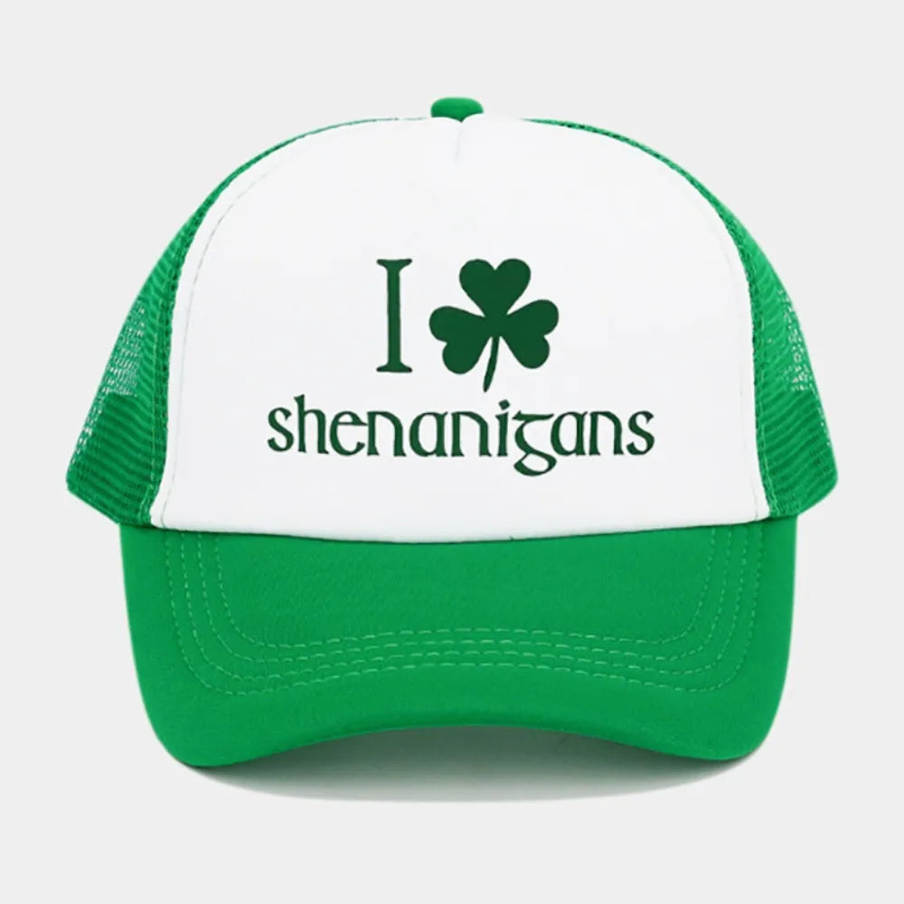 New Green Velvet Clover Shamrock Hat Sunshade Breathable Sun Hat Mesh Baseball Cap