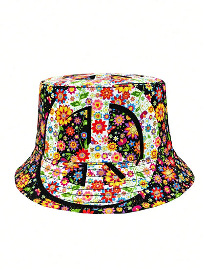 Casual Summer "Peace Love" Print Vacation Bucket Hat