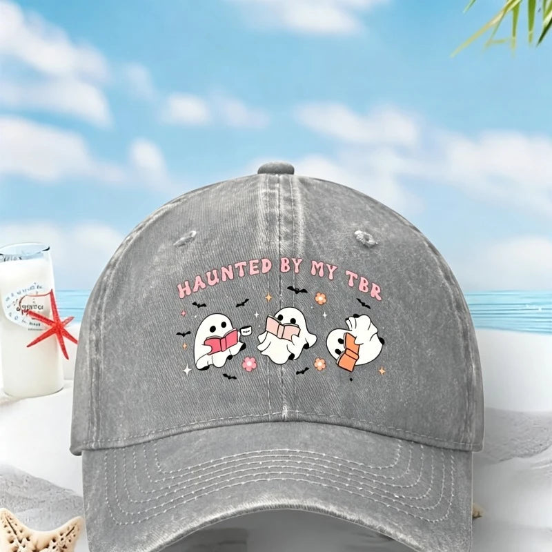 Reading Ghost Print Haunted By My TBR Unisex Baseball Cap