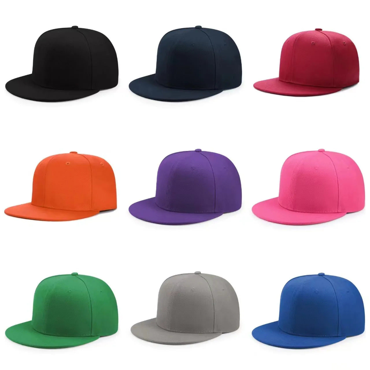Unisex Hip Hop Solid Color Flat Brim Snapback Hats For Women