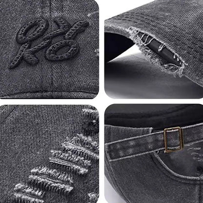 Retro Unisex Washed Distressed Baseball Cap Golf Cap, American Embroidery Ripped Dad Hat