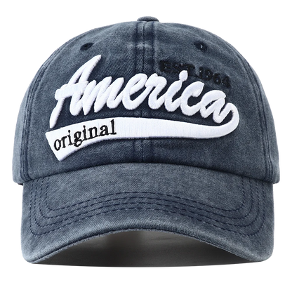 Unisex Distressed American Letter Embroidery Baseball Cap For Women Men