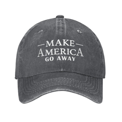 Make America Go Away Unisex Baseball Cap Funny Sarcasm Saying Distressed Denim Hats Vintage Outdoor Workouts Adjustable Sun Cap