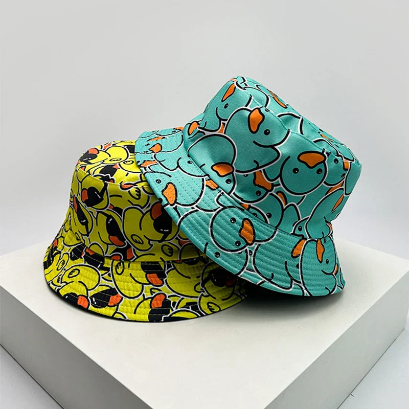 New Unisex Print Yellow Duck Bucket Hats
