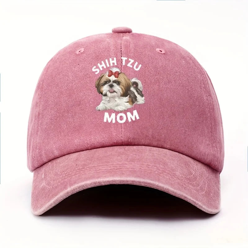 Shih Tzu Mom Red Bow Tie Baseball Cap